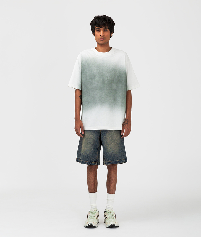 Crease Washed Straight Fit Denim Shorts