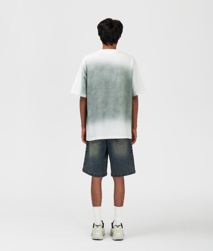 Crease Washed Straight Fit Denim Shorts