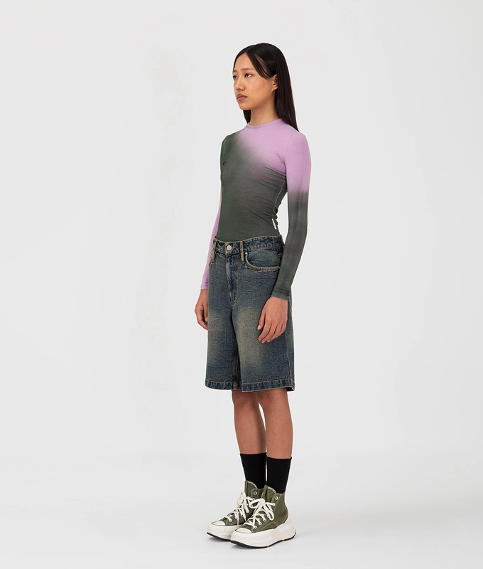 Spray Dyed Fitted Long Sleeve Top