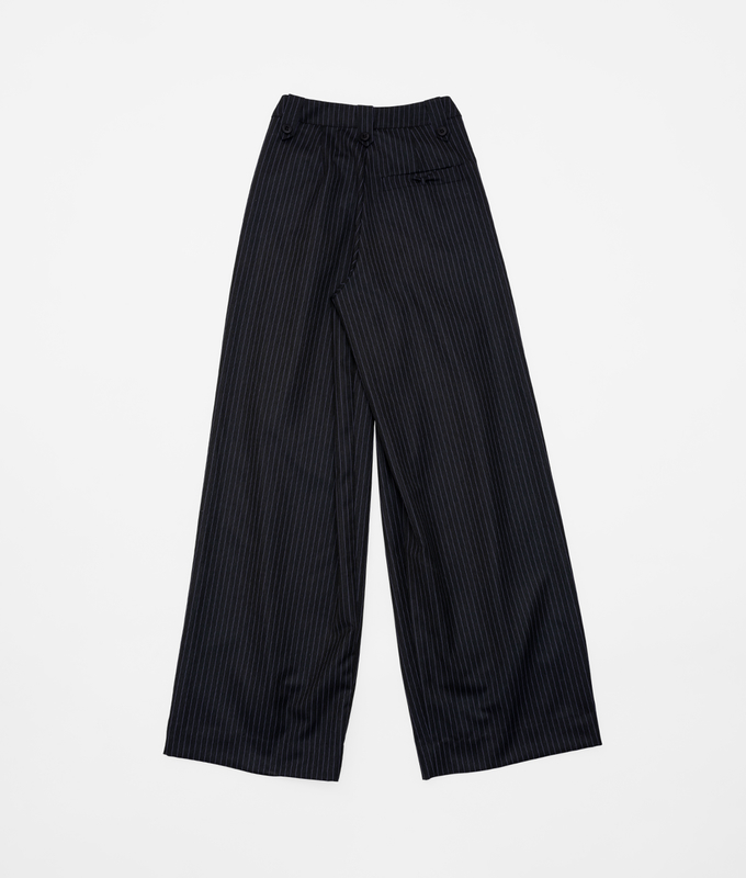 Wide Leg Pinstripe Pleated Pants