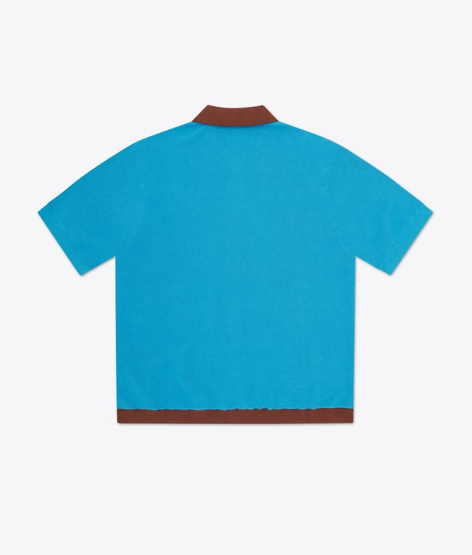 JACQUARD KNIT SHORT SLEEVE POLO CARDIGAN