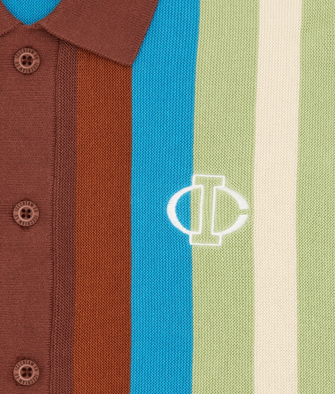 JACQUARD KNIT SHORT SLEEVE POLO CARDIGAN