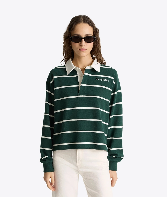 SERIF LOGO CROPPED RUGBY POLO