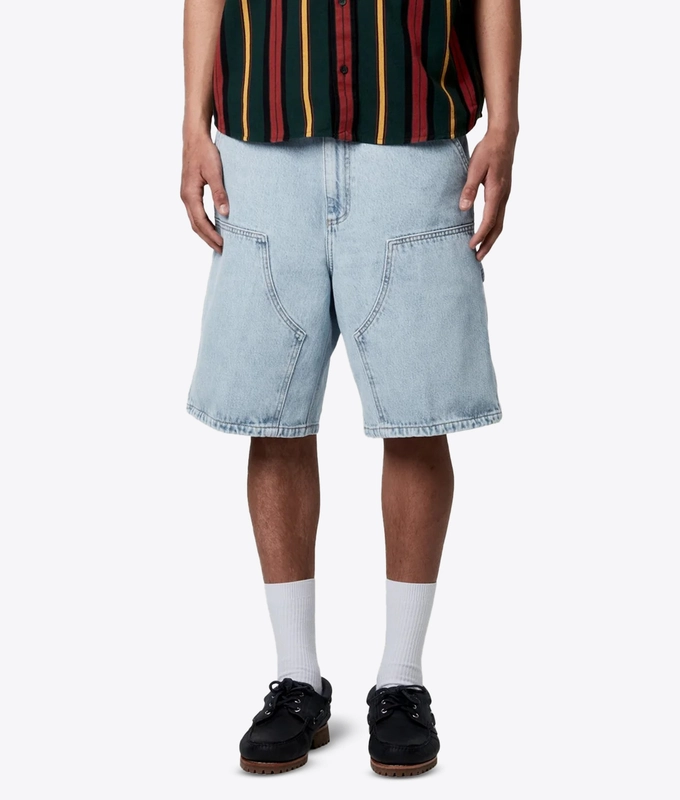 HEAVY STONE WASHED DOUBLE KNEE SHORT