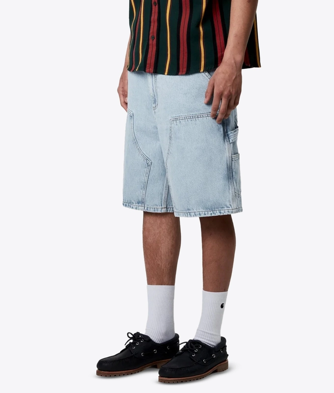 HEAVY STONE WASHED DOUBLE KNEE SHORT