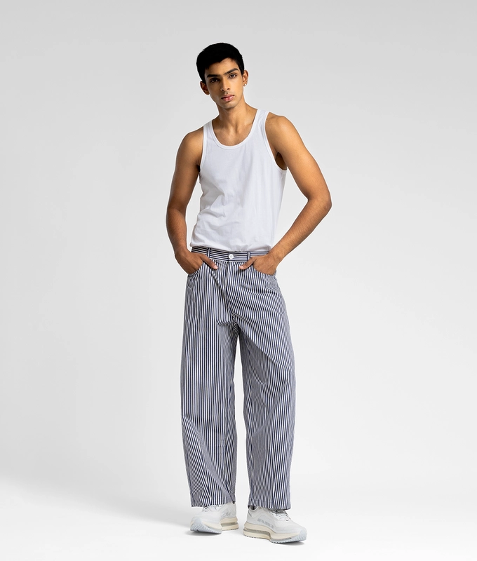 Striped Barrel Leg Pants