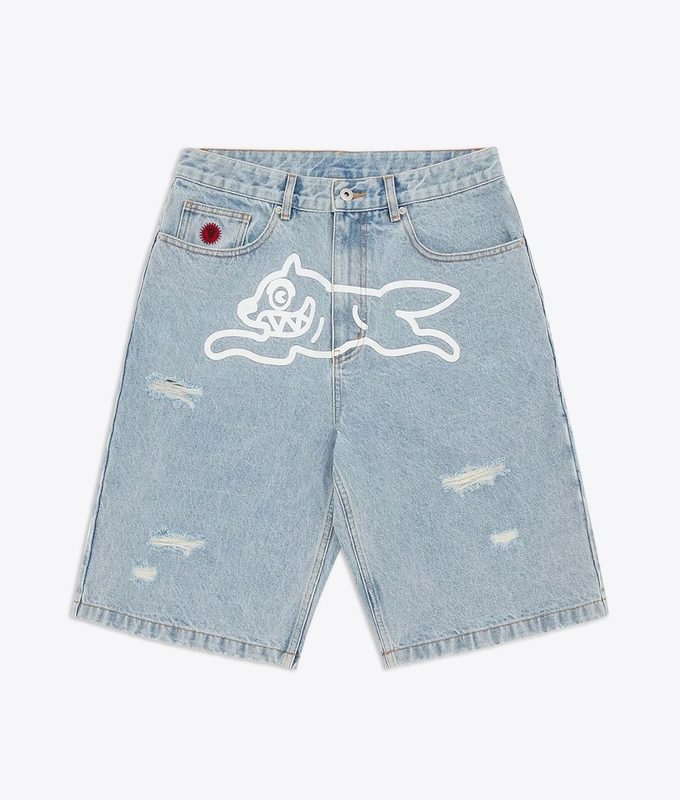 HEAVY WASHED RUNNING DOG DENIM SHORT