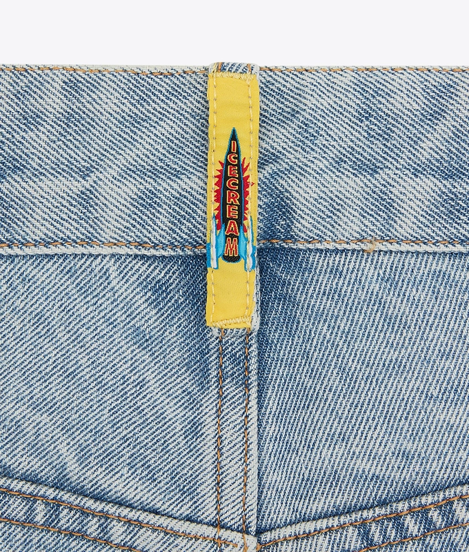 HEAVY WASHED RUNNING DOG DENIM SHORT