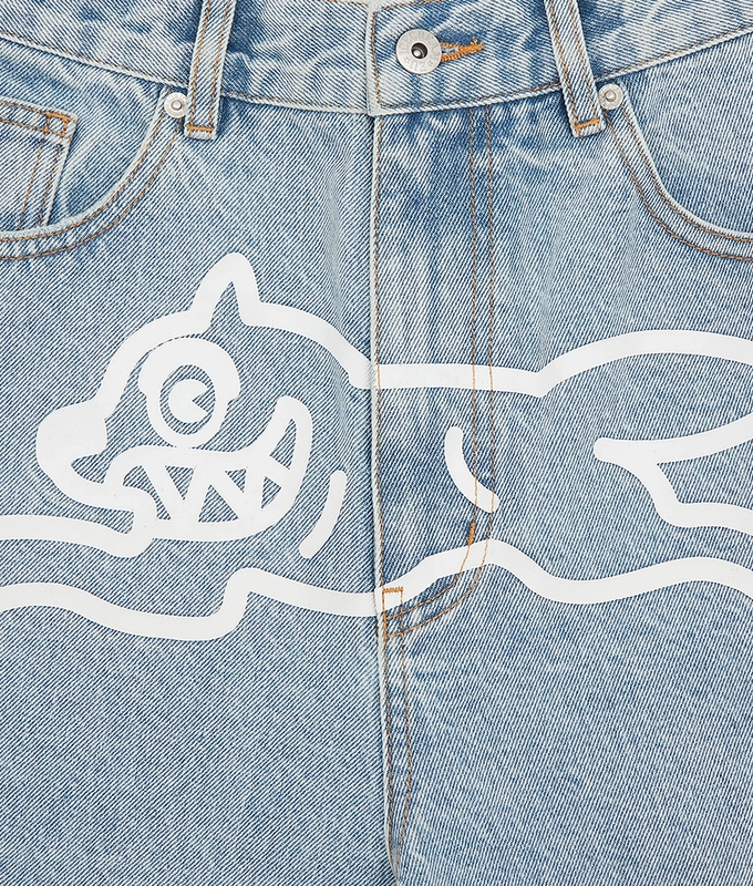 HEAVY WASHED RUNNING DOG DENIM SHORT