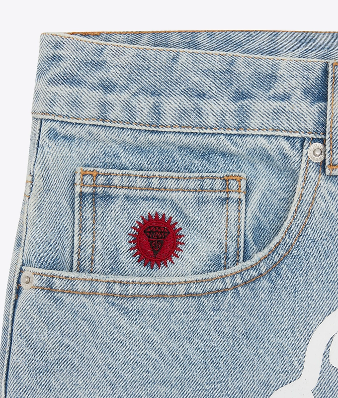 HEAVY WASHED RUNNING DOG DENIM SHORT